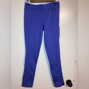 Girls purple Irideon equestrian riding tights, pockets, spandex, size XL